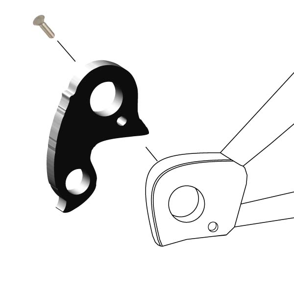 Hanger #244 attaches to the frame's rear dropout from the inside using one M3x8 screw.