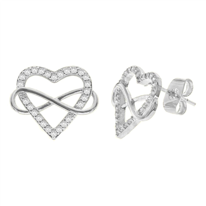 Diamond Look Cubic Zirconia Micro Pave Infinity Heart Earring - ikatehouse