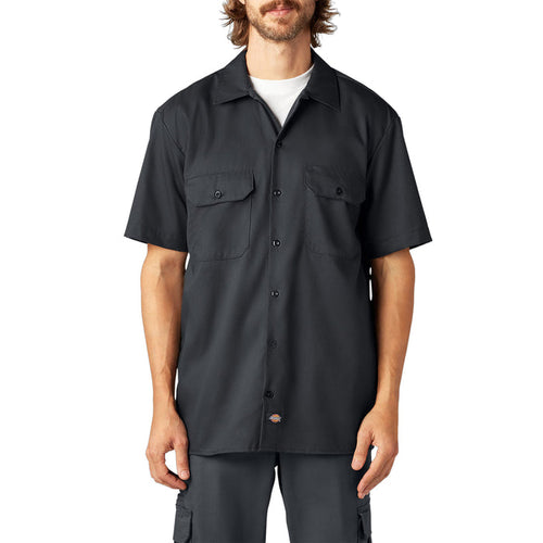 Dickies Men's FLEX Relaxed Fit Short Sleeve Work Shirt Work Shirts Dickies Charcoal 2XL Reg