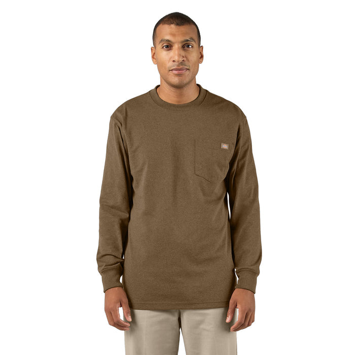 Dickies Men's Long Sleeve Heavyweight Pocket T-Shirt Long Sleeve T-Shirts Dickies Brown Duck Black Heather 2XL Reg