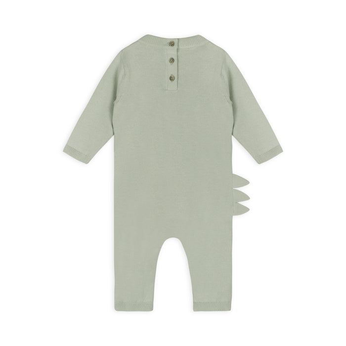 Dino Embroidered Baby Knit Jumpsuit Back (Organic Cotton)
