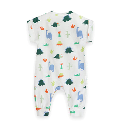 Dino Kangaroo Pocket Baby Jumpsuit Back (Organic Jersey)