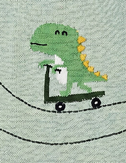 Dino Skater Jacquard Knit Baby Jumpsuit (Organic Cotton)