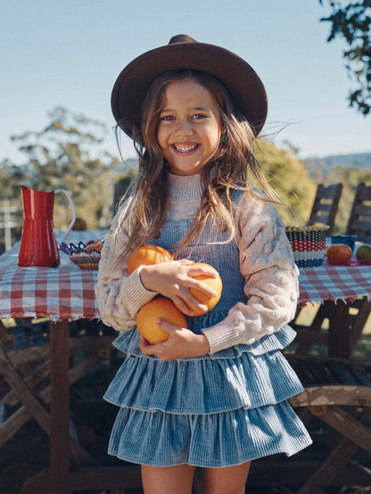Dusty Blue Cord Pinafore