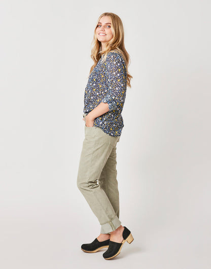 Dylan Gauze Tunic: Navy Folk Floral - FINAL SALE