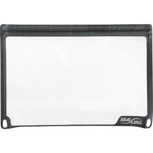 Clear mesh pouch with black frame and SealLine logo on a white background