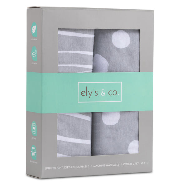 Grey Abstract Stripes/ Dots