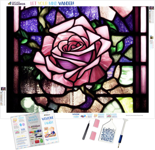 Enchanted Pink Rose Stained Glass
