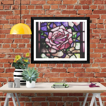 Enchanted Pink Rose Stained Glass