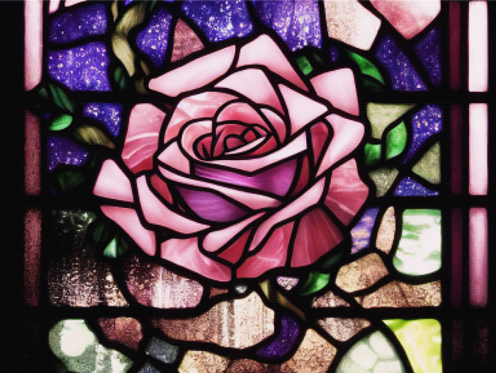 Enchanted Pink Rose Stained Glass