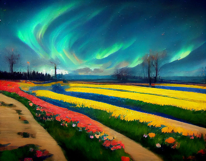 Enchanted Spring Landscape Northern Lights
