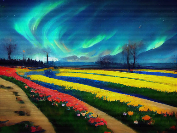 Enchanted Spring Landscape Northern Lights