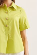 Entro Solid Collared Top with Gold Buttons