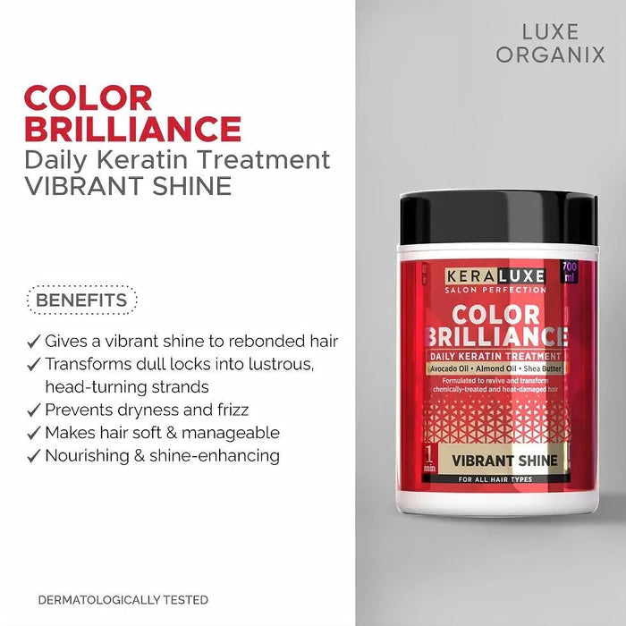 KERA LUXE Salon Perfection Color Brilliance Daily Keratin Treatment Vibrant Shine 700ml كيرا لوكس صالون الكمال اللون بريليانس علاج الكيراتين اليومي تألق 700 مل - Princess Cosmetics Qatar