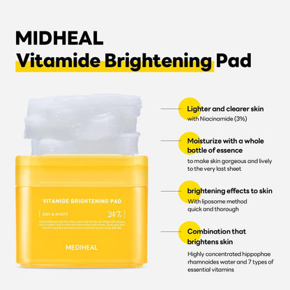 Mediheal Vitamin Brightening Pad (100 pads). وسادة تفتيح فيتامين ميديهيل - Princess Cosmetics Qatar