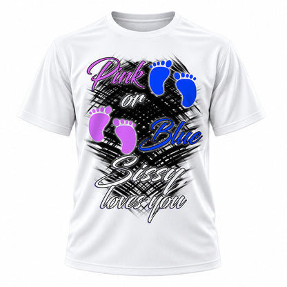 Personalized baby feet T-Shirt, front-view T-shirt mockup featuring custom Air-Volution artwork by Mythic Airbrush