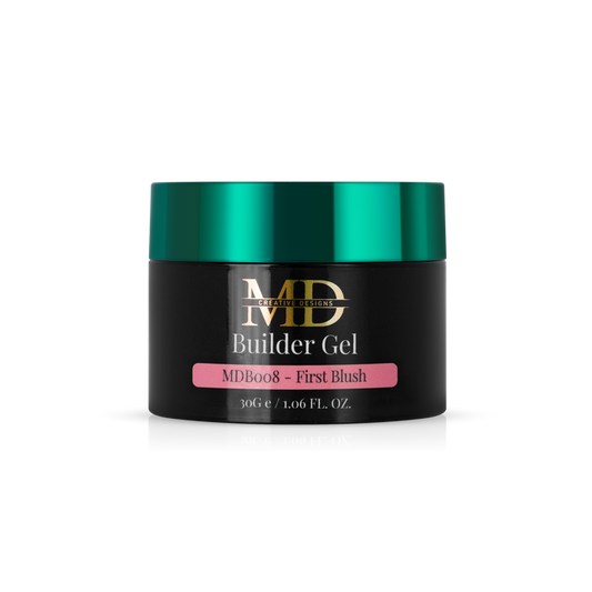 Jar of MD Builder Gel with green lid on a white background