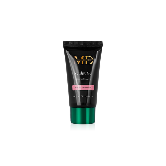 Black tube of MD Sculpt Gel with green base on a white background