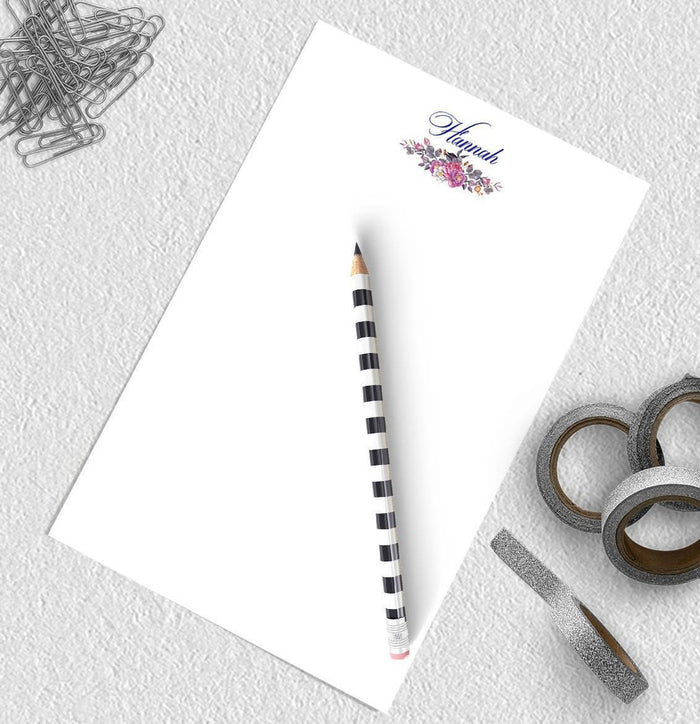 Floral design personalized notepad.