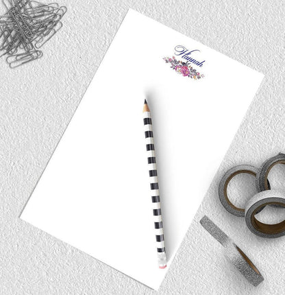 Floral design personalized notepad.