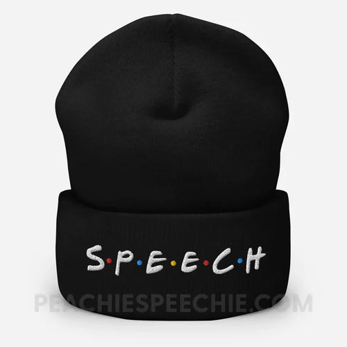 Friends Speech Embroidered Cozy Beanie - Black - Hats peachiespeechie.com
