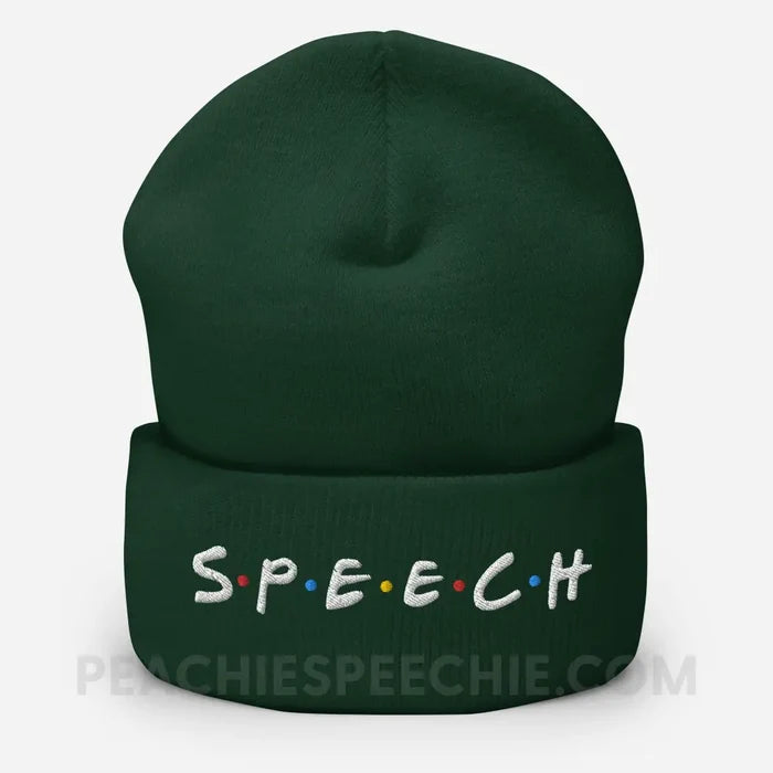 Friends Speech Embroidered Cozy Beanie - Spruce - Hats peachiespeechie.com