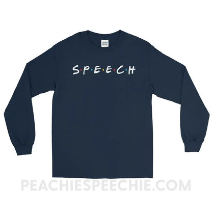 Friends Speech Long Sleeve Tee - Navy / S - T-Shirts & Tops peachiespeechie.com