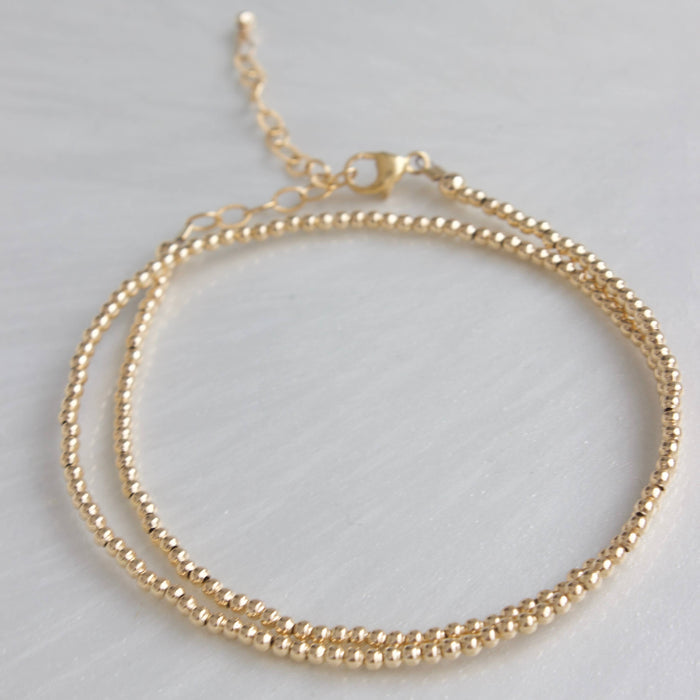 Gold Double Wrap Beaded Bracelet