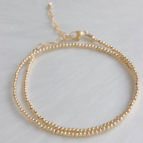 Gold Double Wrap Beaded Bracelet