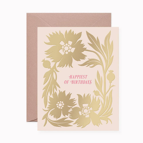 Gold Poppies Birthday Card