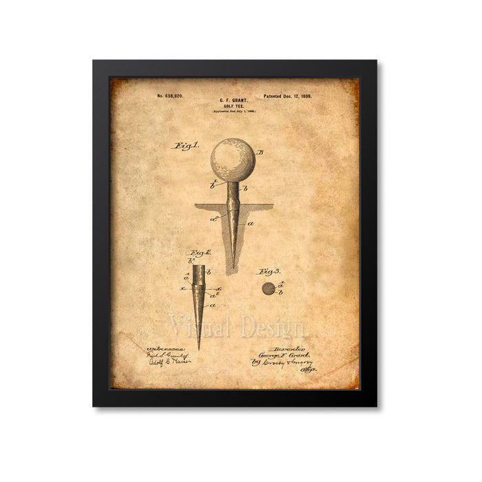 Golf Tee Patent Print