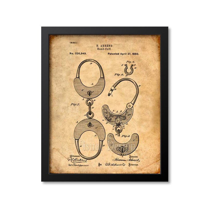 Handcuffs Patent Print