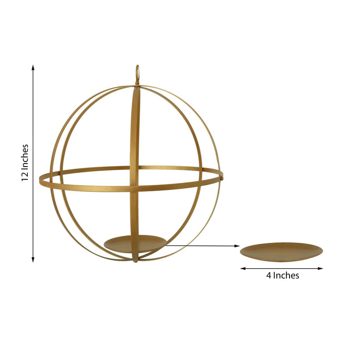 Gold decorative orb, 12 inches tall, with a 4-inch base for elegant home decor.