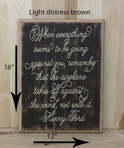 12x16 light distress brown wood sign with cream lettering
