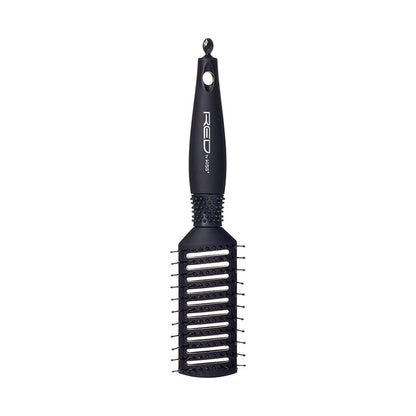 RED BEAUTY by KISS silky touch vent hair brush black vented paddle with nylon pins and ergonomic handle