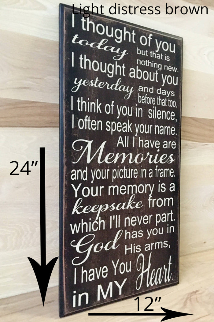 12x24 light distress brown memorial sign with cream lettering.