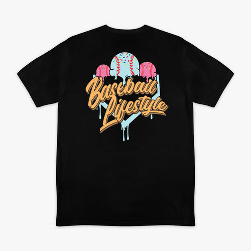 Black Ice Cream Cotton Candy graphic tee — back view