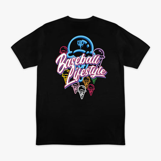 Black Ice Cream Scoops graphic tee — back view