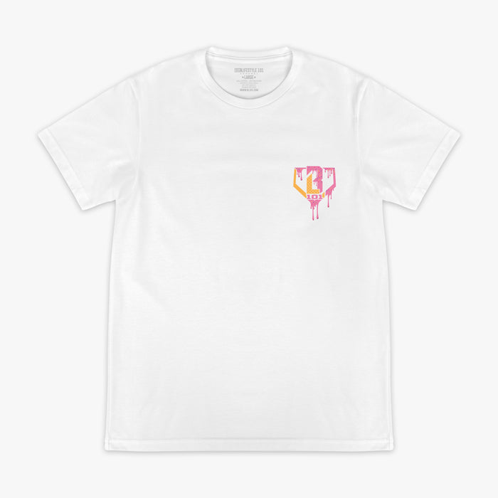 White Ice Cream Strawberry graphic tee — front view