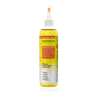 Jamaican Mango and Lime island oil for hair in clear squeeze bottle with applicator tip for scalp care