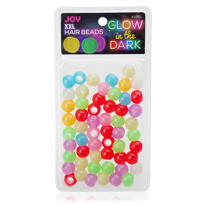 Joy Glow In the Dark Round Hair Beads XX-Large, 60 Count, Asst Color
