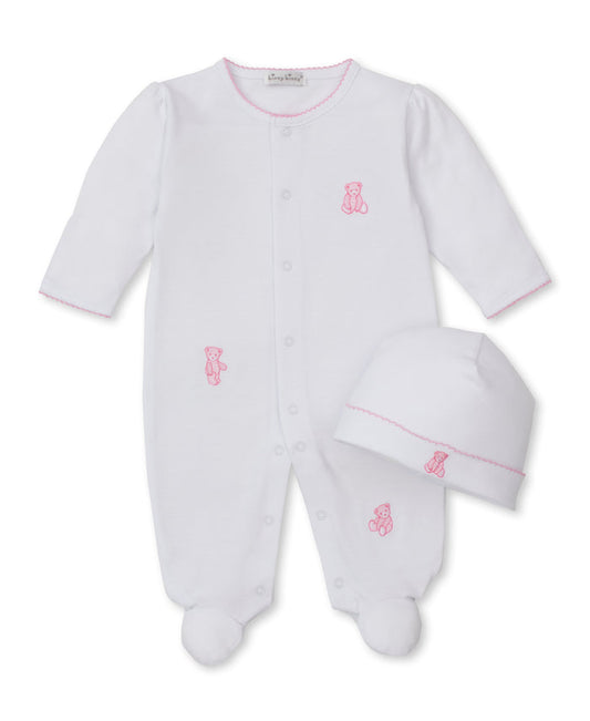 Kissy Teddy Emb. Footie Set-White/Pink