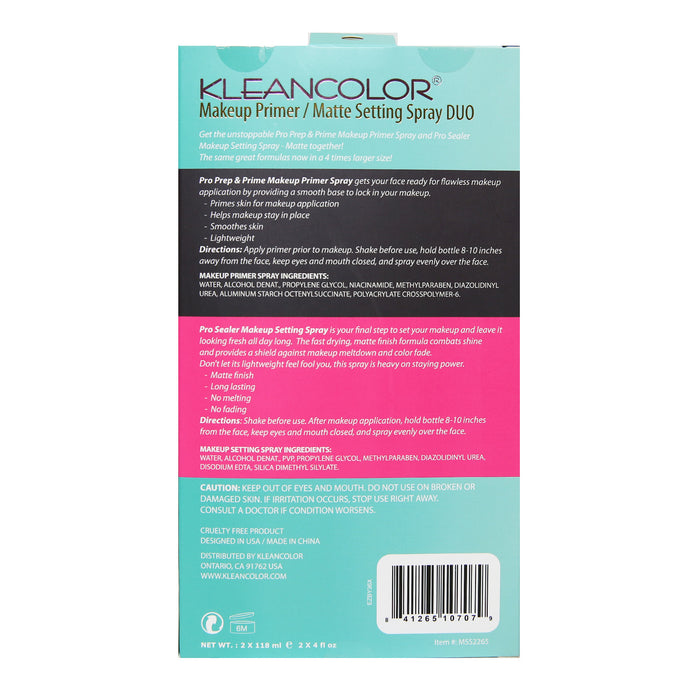 KleanColor Pro Primer & Matte Setting Spray Duo Set 4oz/ 118ml