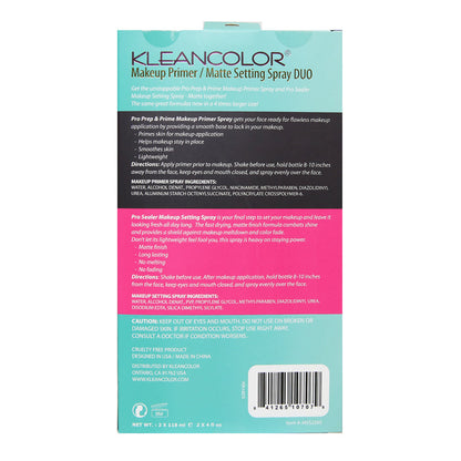 KleanColor Pro Primer & Matte Setting Spray Duo Set 4oz/ 118ml