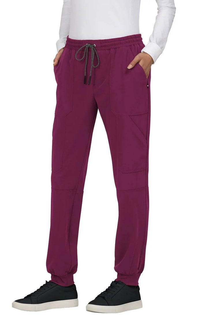 koi Women's Next Gen Good Vibe Women's 7-Pocket Stretch Scrub Pant Scrubs koi Wine 2XL Petite
