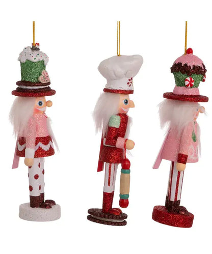 Kurt S. Adler, Inc. - 6"CAKE/COCOA/GINGERBREAD NUTCRACKER ORNAMENTS