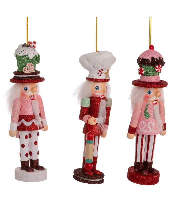 Kurt S. Adler, Inc. - 6"CAKE/COCOA/GINGERBREAD NUTCRACKER ORNAMENTS