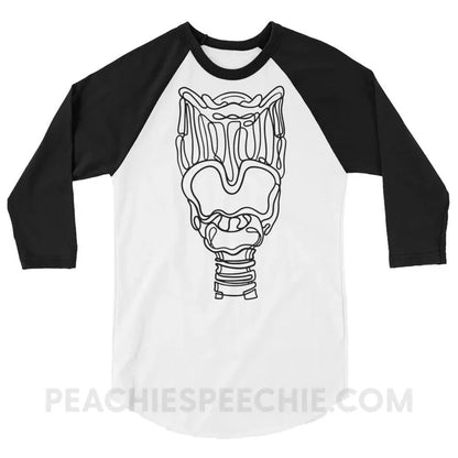 Larynx Baseball Tee - White/Black / XS - T-Shirts & Tops peachiespeechie.com