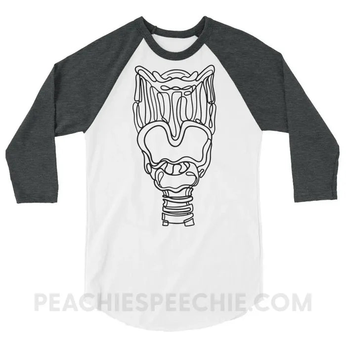 Larynx Baseball Tee - White/Heather Charcoal / XS - T-Shirts & Tops peachiespeechie.com