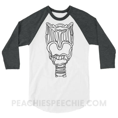 Larynx Baseball Tee - White/Heather Charcoal / XS - T-Shirts & Tops peachiespeechie.com